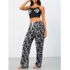 imageSHENHE Womens 2 Piece Cute Cartoon Print Sleeveless Cami Top and Pants Sleeveless Pajama SetsSkeleton Black