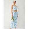 imageSHENHE Womens 2 Piece Cute Cartoon Print Sleeveless Cami Top and Pants Sleeveless Pajama SetsStar Moon Blue
