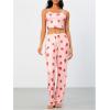 imageSHENHE Womens 2 Piece Cute Cartoon Print Sleeveless Cami Top and Pants Sleeveless Pajama SetsStrawberry Pink