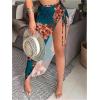 imageSHENHE Womens 2 Piece Outfits Boho Skirt Sets Tie Back Cropped Tank Top and Slit Maxi SkirtBrown