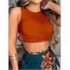 imageSHENHE Womens 2 Piece Outfits Boho Skirt Sets Tie Back Cropped Tank Top and Slit Maxi SkirtBrown