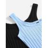 imageSHENHE Womens 2Pcs Basic Solid Ribbed Tank Dress Scoop Neck Sleeveless Bodycon Mini DressBlack and Blue