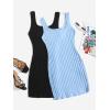 imageSHENHE Womens 2Pcs Basic Solid Ribbed Tank Dress Scoop Neck Sleeveless Bodycon Mini DressBlack and Blue
