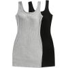 imageSHENHE Womens 2Pcs Basic Solid Ribbed Tank Dress Scoop Neck Sleeveless Bodycon Mini DressBlack and Grey