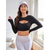 imageSHENHE Womens Cut Out Long Sleeve Athletic Compression Sports Workout Yoga Crop TopBlack