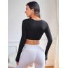 imageSHENHE Womens Cut Out Long Sleeve Athletic Compression Sports Workout Yoga Crop TopBlack