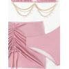 imageSHENHE Womens Fringe 2 Piece Vacation Outfits Halter Crop Top and Twisted Slit Skirt SetDusty Pink