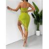 imageSHENHE Womens Fringe 2 Piece Vacation Outfits Halter Crop Top and Twisted Slit Skirt SetGreen