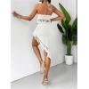 imageSHENHE Womens Fringe 2 Piece Vacation Outfits Halter Crop Top and Twisted Slit Skirt SetWhite