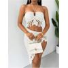 imageSHENHE Womens Fringe 2 Piece Vacation Outfits Halter Crop Top and Twisted Slit Skirt SetWhite