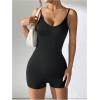 imageSHENHE Womens Lace Trim Scoop Neck Sleeveless Workout Cami Bodysuit Unitard Romper Jumpsuit Open Back Black Large