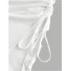 imageSHENHE Womens Mock Neck Ruched Drawstring Slit Long Sleeve Mesh Sexy Bodycon Mini DressWhite Solid