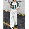 imageSHENHE Womens Oversized Football Jersey Top Y2K 90s Number Print Crewneck Short Sleeve Loose Mesh ShirtGreen