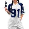 imageSHENHE Womens Oversized Football Jersey Top Y2K 90s Number Print Crewneck Short Sleeve Loose Mesh ShirtWhite