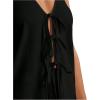 imageSHENHE Womens Sexy 2 Piece Outfits Linen Set Backless Halter Neck Tie Front Vest and Shorts Y2k SetBlack