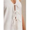 imageSHENHE Womens Sexy 2 Piece Outfits Linen Set Backless Halter Neck Tie Front Vest and Shorts Y2k SetWhite