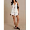 imageSHENHE Womens Sexy 2 Piece Outfits Linen Set Backless Halter Neck Tie Front Vest and Shorts Y2k SetWhite