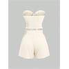 imageSHENHE Womens Summer 2 Piece Outfits Smocked Knot Crop Tube Top and Wide Leg Paperbag Shorts SetBeige
