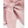 imageSHENHE Womens Summer 2 Piece Outfits Smocked Knot Crop Tube Top and Wide Leg Paperbag Shorts SetDusty Pink