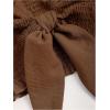 imageSHENHE Womens Summer 2 Piece Outfits Smocked Knot Crop Tube Top and Wide Leg Paperbag Shorts SetMocha Brown