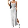 imageSHENHE Womens Thigh Slit Maxi Dress Square Neck Cut Out Twist Backless Bodycon Knit Tank DressLight Grey