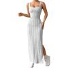 imageSHENHE Womens Thigh Slit Maxi Dress Square Neck Cut Out Twist Backless Bodycon Knit Tank DressLight Grey