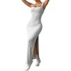 imageSHENHE Womens Thigh Slit Maxi Dress Square Neck Cut Out Twist Backless Bodycon Knit Tank DressLight Grey