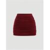 imageSHENHE Womens Y2k 2 Piece Sexy Outfits Backless Halter Crop Top and Ruched Bodycon Mini Skirt SetBurgundy