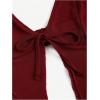 imageSHENHE Womens Y2k 2 Piece Sexy Outfits Backless Halter Crop Top and Ruched Bodycon Mini Skirt SetBurgundy