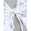imageSHENHE Womens Y2k 2 Piece Sexy Outfits Backless Halter Crop Top and Ruched Bodycon Mini Skirt SetFloral White Blue