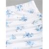 imageSHENHE Womens Y2k 2 Piece Sexy Outfits Backless Halter Crop Top and Ruched Bodycon Mini Skirt SetFloral White Blue