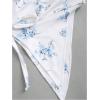 imageSHENHE Womens Y2k 2 Piece Sexy Outfits Backless Halter Crop Top and Ruched Bodycon Mini Skirt SetFloral White Blue