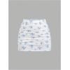imageSHENHE Womens Y2k 2 Piece Sexy Outfits Backless Halter Crop Top and Ruched Bodycon Mini Skirt SetFloral White Blue