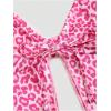 imageSHENHE Womens Y2k 2 Piece Sexy Outfits Backless Halter Crop Top and Ruched Bodycon Mini Skirt SetLeopard Print Pink