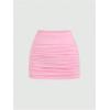 imageSHENHE Womens Y2k 2 Piece Sexy Outfits Backless Halter Crop Top and Ruched Bodycon Mini Skirt SetPink