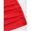 imageSHENHE Womens Y2k 2 Piece Sexy Outfits Backless Halter Crop Top and Ruched Bodycon Mini Skirt SetRed