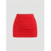imageSHENHE Womens Y2k 2 Piece Sexy Outfits Backless Halter Crop Top and Ruched Bodycon Mini Skirt SetRed