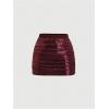 imageSHENHE Womens Y2k 2 Piece Sexy Outfits Backless Halter Crop Top and Ruched Bodycon Mini Skirt SetSequin Burgundy