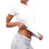 imageSHENHE Womens Crew Neck Short Sleeve Basic Tee Fitted Plain Cropped Tshirt Summer TopWhite