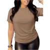 imageSHENHE Womens Crew Neck Short Sleeve T Shirt Summer Casual Basic Tee TopsMocha Brown