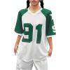 imageSHENHE Womens Oversized Football Jersey Top Y2K 90s Number Print Crewneck Short Sleeve Loose Mesh ShirtGreen
