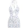 Floral White Blue