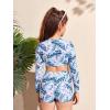 imageSHENHE Girls 2 Piece Tropical Print High Waisted Long Sleeve Bikini Swimsuit Bathing SuitMulticolor