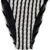 imageSHENHE Womens 2 Piece Striped Halter High Waist Tie Back Textured Sexy Bikini Set with ThongBlack and White