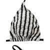 imageSHENHE Womens 2 Piece Striped Halter High Waist Tie Back Textured Sexy Bikini Set with ThongBlack and White