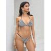 imageSHENHE Womens 2 Piece Striped Halter High Waist Tie Back Textured Sexy Bikini Set with ThongBlack and White