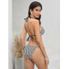 imageSHENHE Womens 2 Piece Striped Halter High Waist Tie Back Textured Sexy Bikini Set with ThongBlack and White