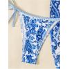 imageSHENHE Womens 3 Piece Bathing Suit Floral Halter Tie Back Thong Bikini Set with Sarong Cover UpsBlue and White
