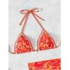 imageSHENHE Womens 3 Piece Bathing Suit Floral Halter Tie Back Thong Bikini Set with Sarong Cover UpsOrange
