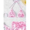 imageSHENHE Womens 3 Piece Bathing Suit Floral Halter Tie Back Thong Bikini Set with Sarong Cover UpsPink